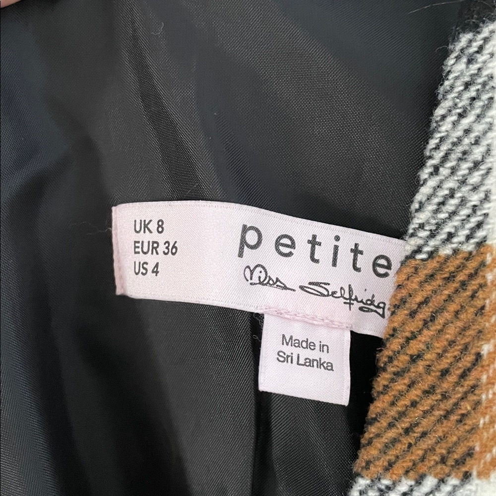 Miss Selfridge Camel Check Pinafore Dress Jumper Petite XS UK 8 US 4 - Picture 8 of 12